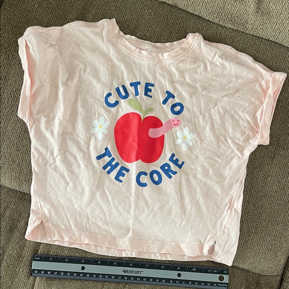 Old Navy Light Pink Kids Graphic Tee with Apple Print